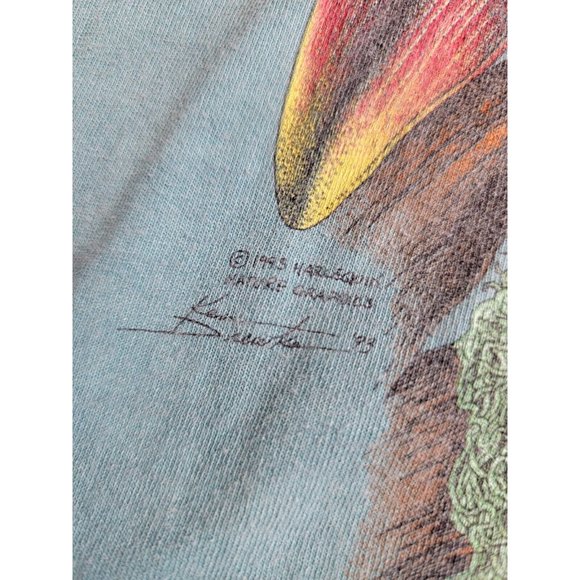 VINTAGE T-Shirt Green 1993 Single Stitch Ken Drewke Iguana Tee Harlequin Nature - Picture 3 of 9